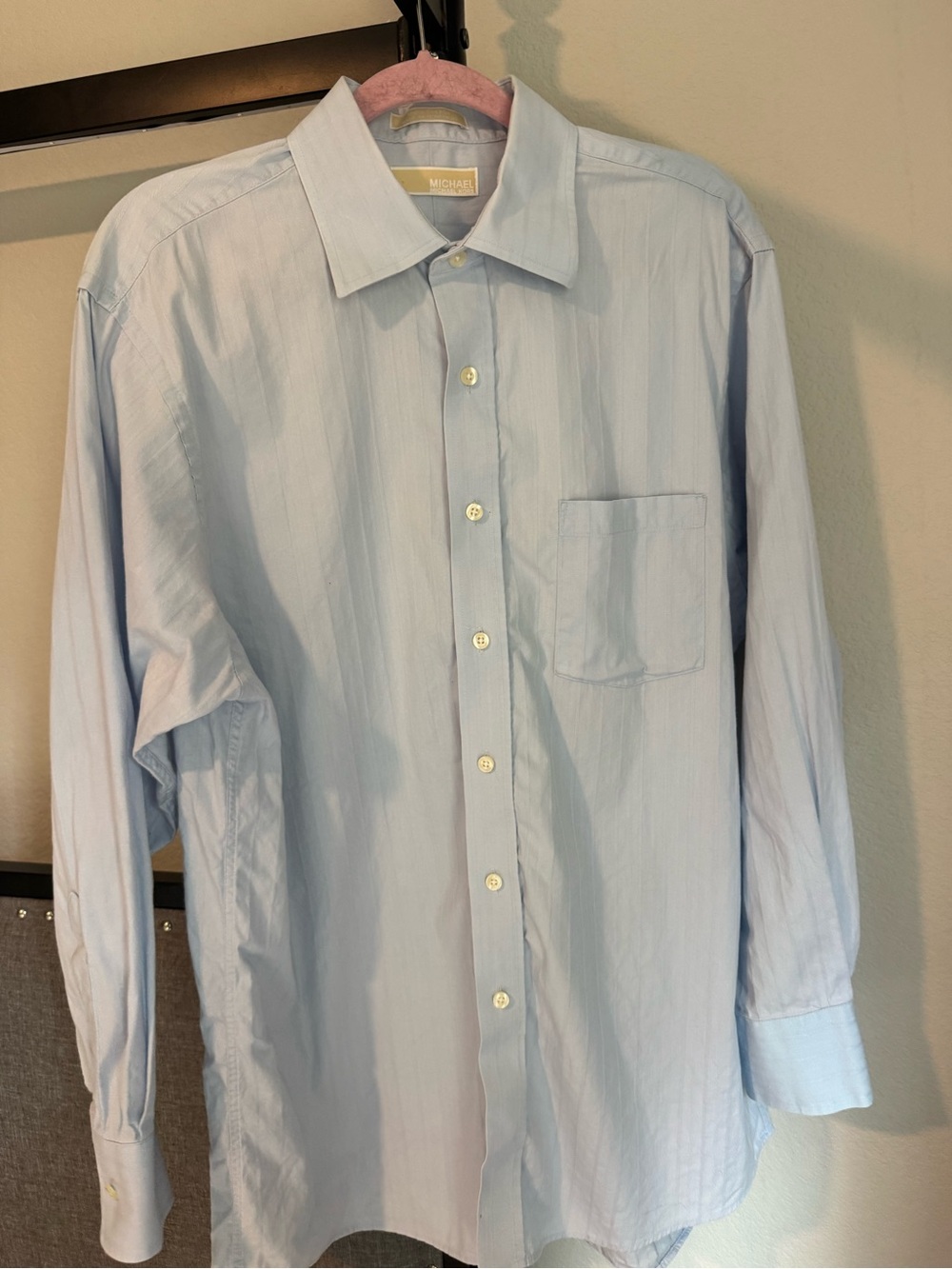 Michael Kors Light Blue Men's Dress Shirt with Chest Pocket